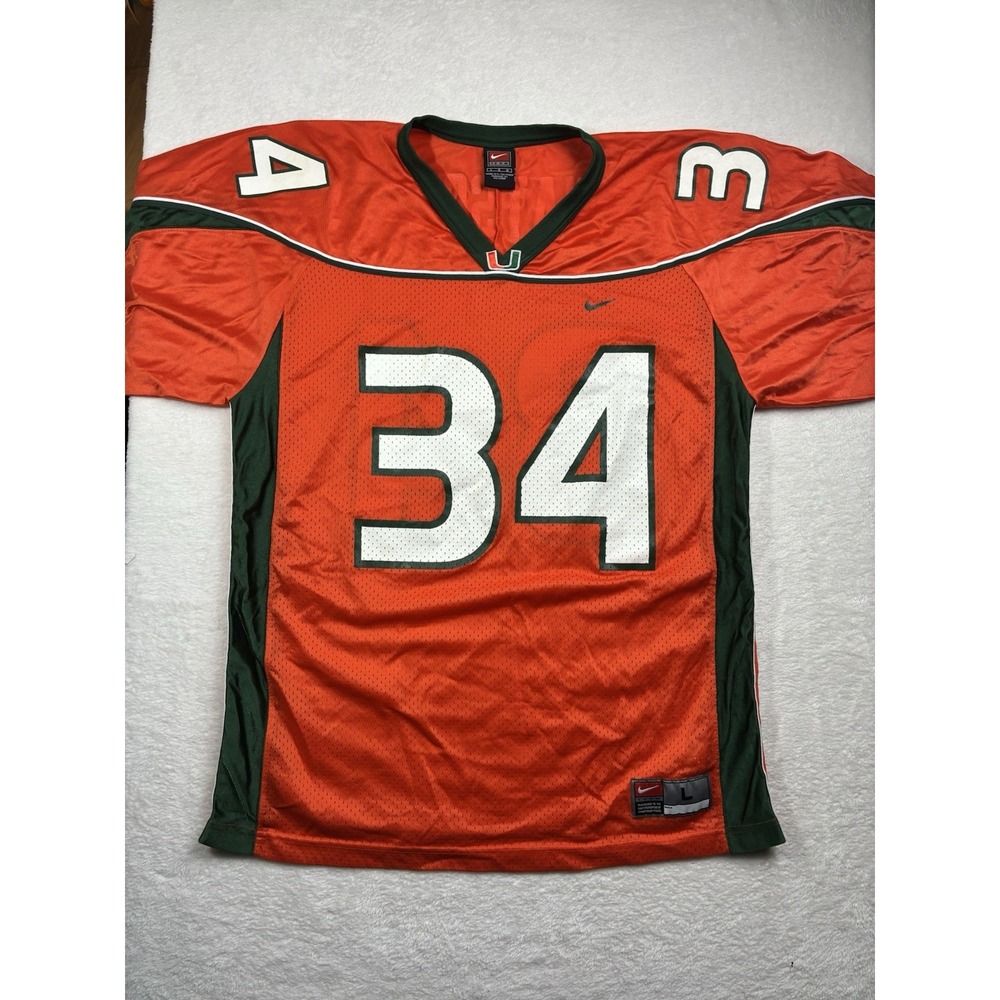 Nike Miami Hurricanes Football Jersey Men's XL Orange #34 Ward Vintage